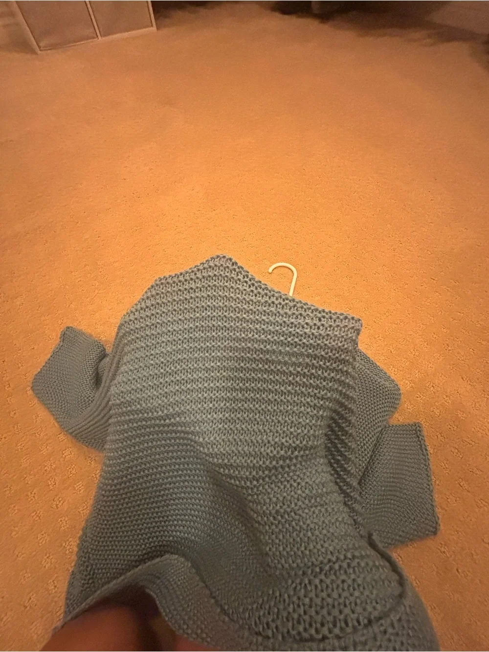 Women's Carina Ricci Made in ITALY Open-Knit Scoop Neck Sweater in Dusty Blue-S